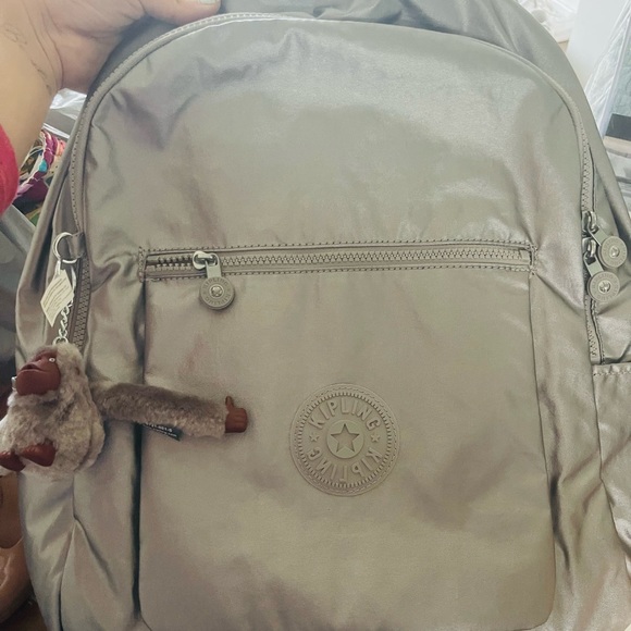 Kipling silver metallic backpack! Brand new! - Picture 3 of 6
